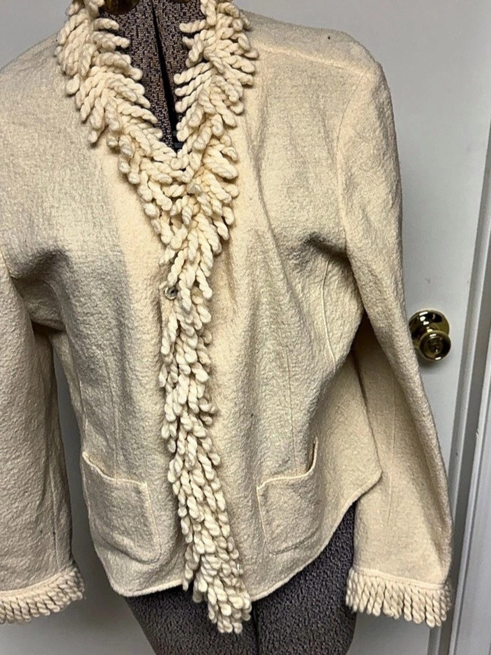 Talbots Cream Wool Blend Jacket Size Large Like New